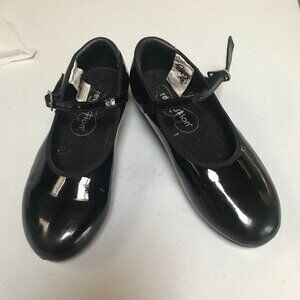 Revolution Dance Wear brand girls' black synthetic tap shoes, size 3A
